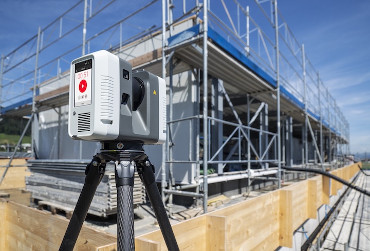 Long range scanning of a construction site